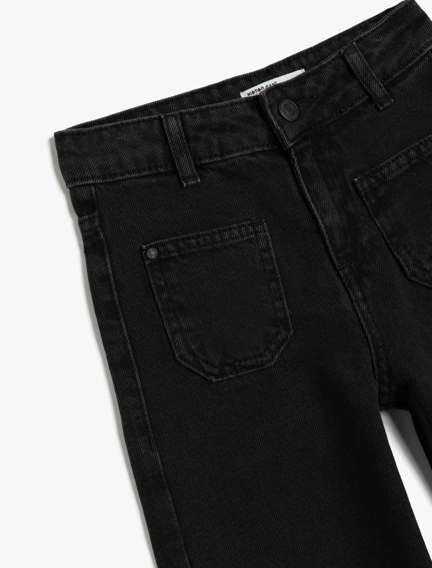 Kot Pantolon Geniş Paça Cepli Pamuklu - Wide Leg Jean_2