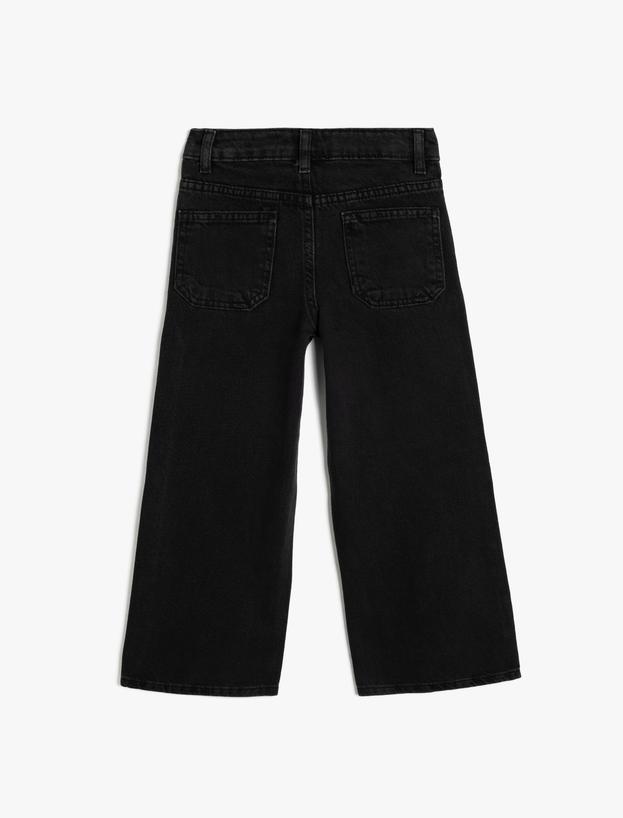 Kot Pantolon Geniş Paça Cepli Pamuklu - Wide Leg Jean_1
