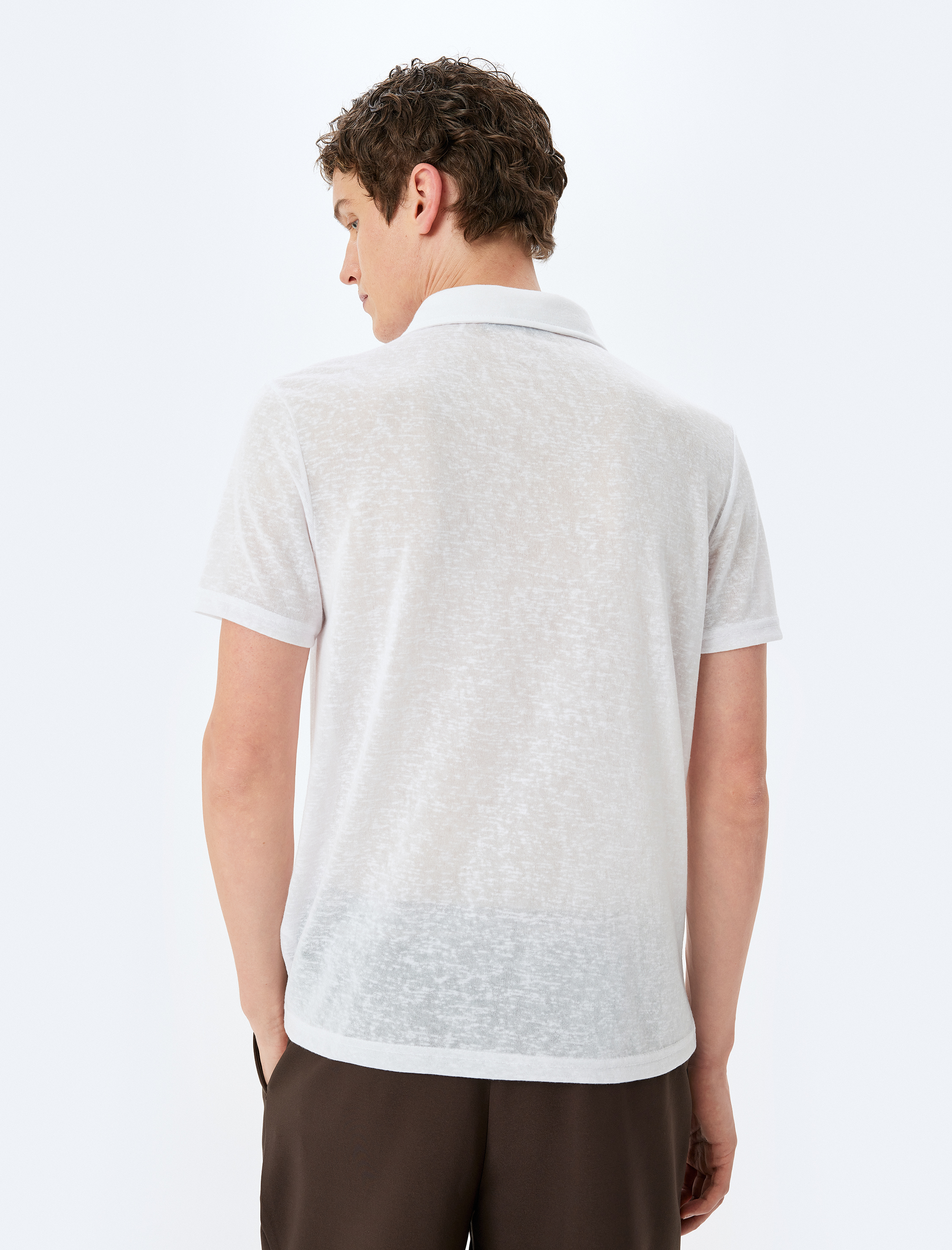   Kısa Kollu Yarı Transparan Regular Fit Polo Yaka Tişört