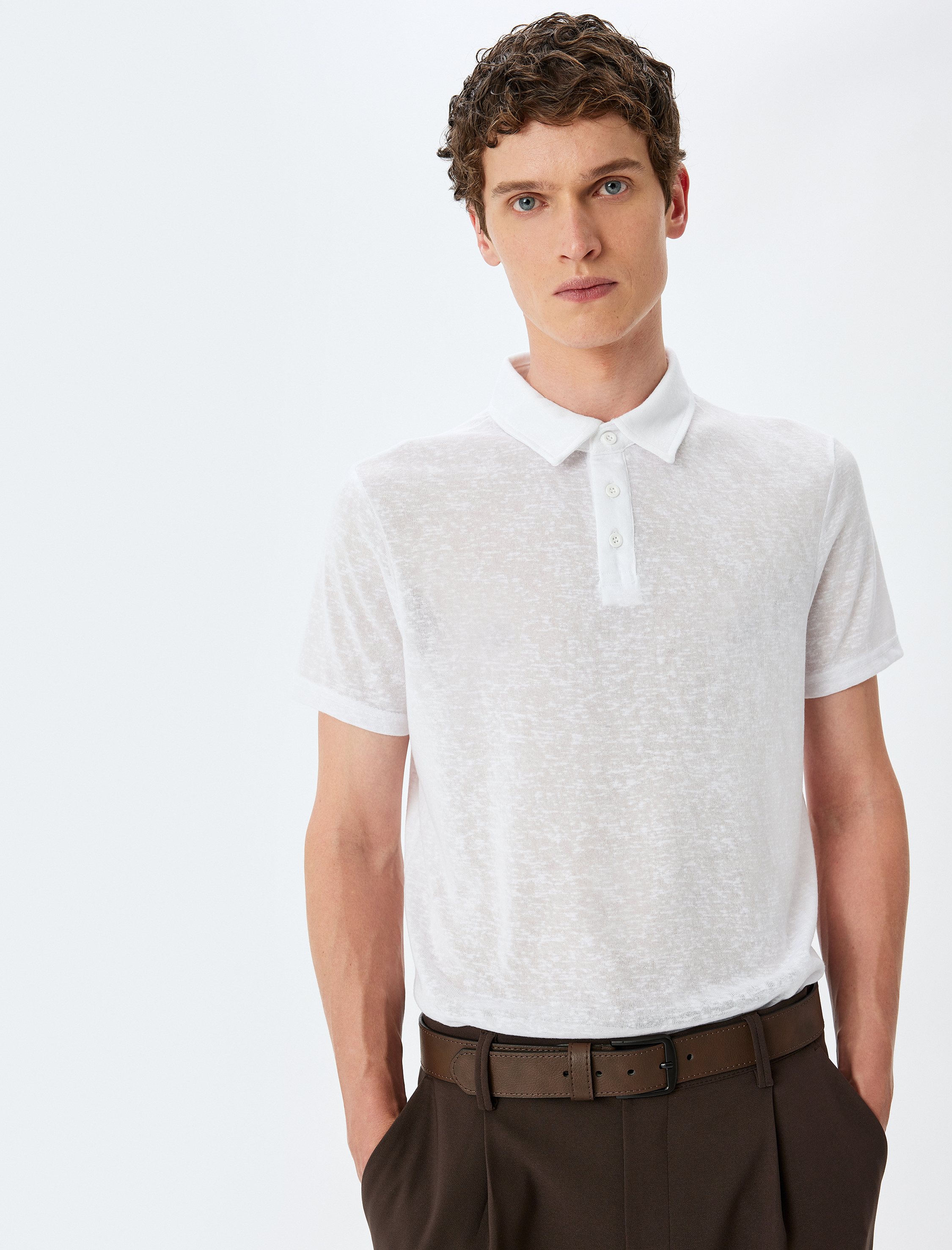   Kısa Kollu Yarı Transparan Regular Fit Polo Yaka Tişört