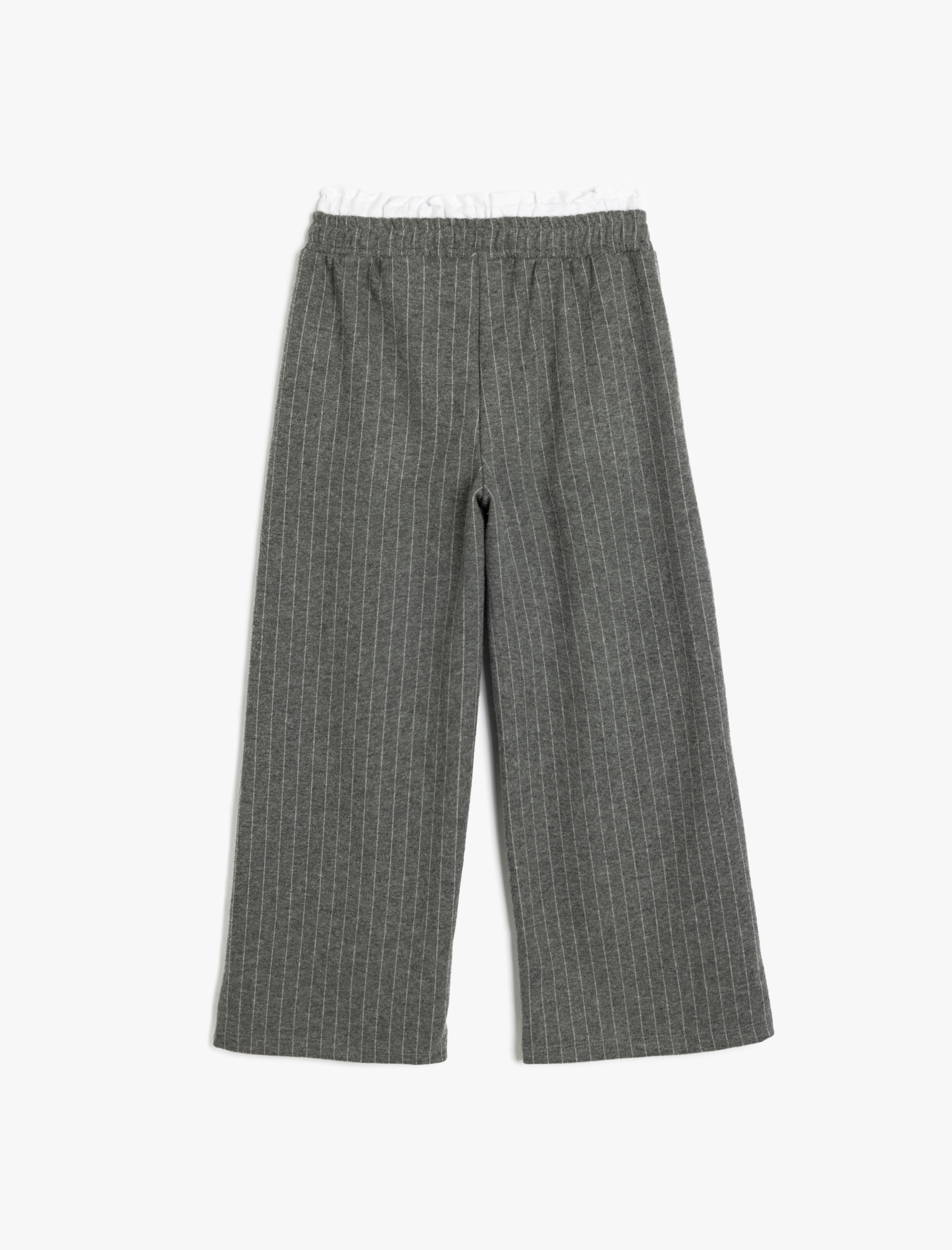  Kız Çocuk Basic Bol Paça Pantolon Cepli Çift Bel Detaylı