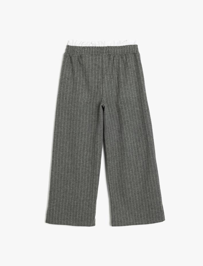 Kız Çocuk Basic Bol Paça Pantolon Cepli Çift Bel Detaylı