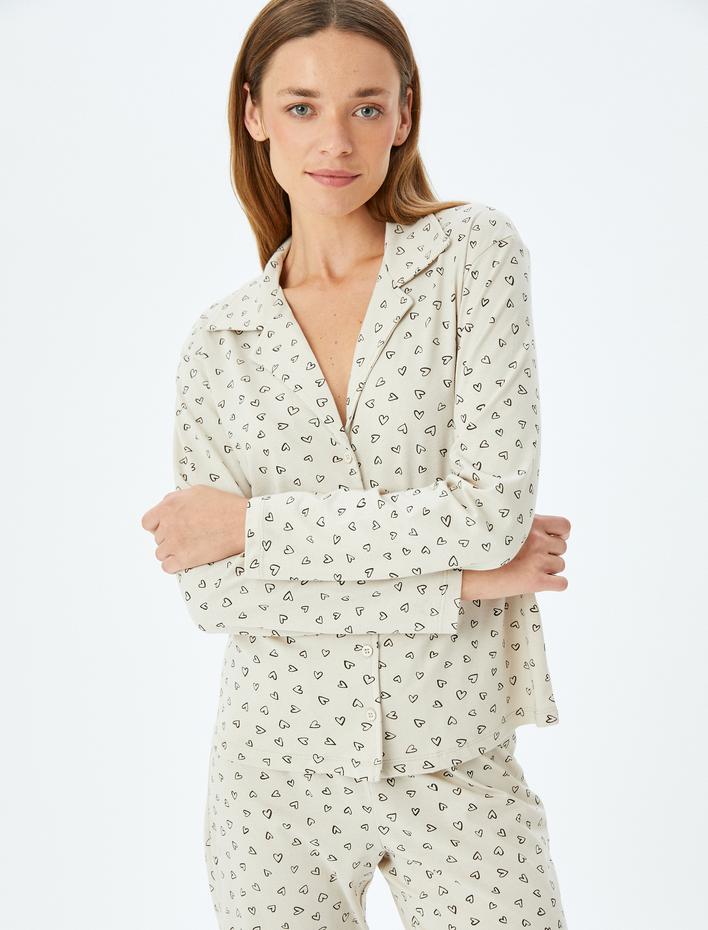  Kalpli Gömlek Yaka Pijama Takımı