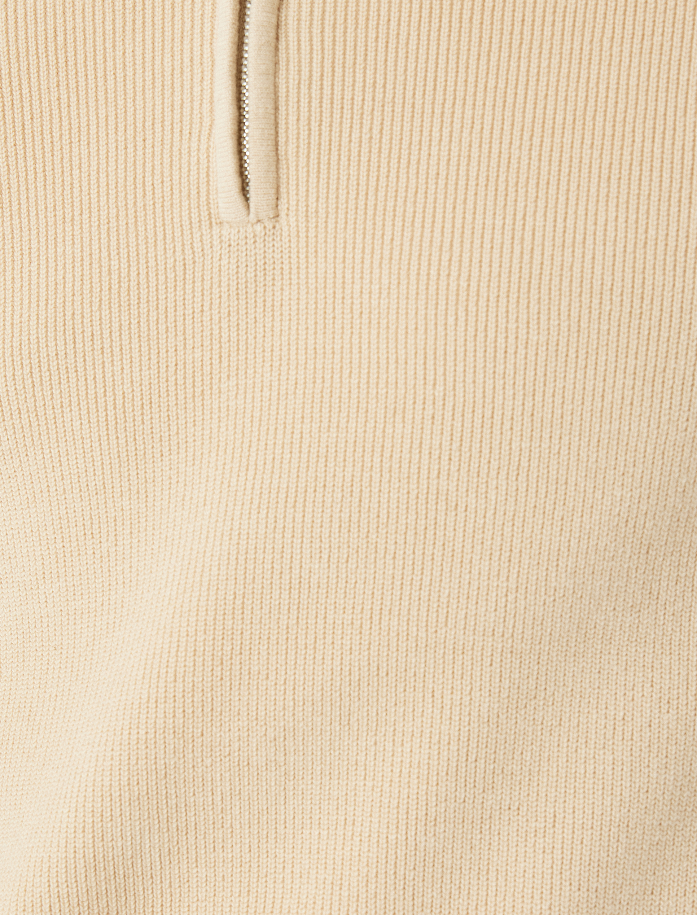   Yarım Fermuarlı Pamuk Karışımlı Kısa Kollu Triko Tişört