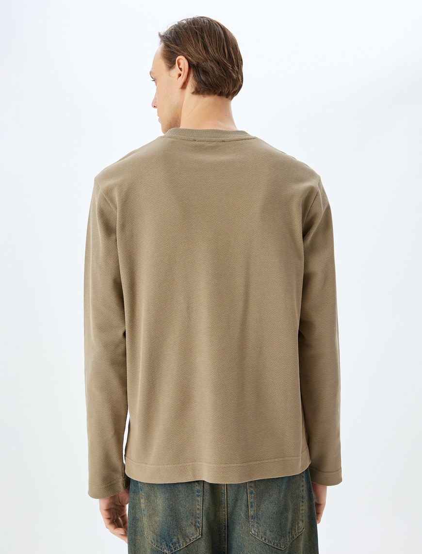   Bisiklet Yaka Pamuklu İnterlok Kumaş Basic Sweatshirt