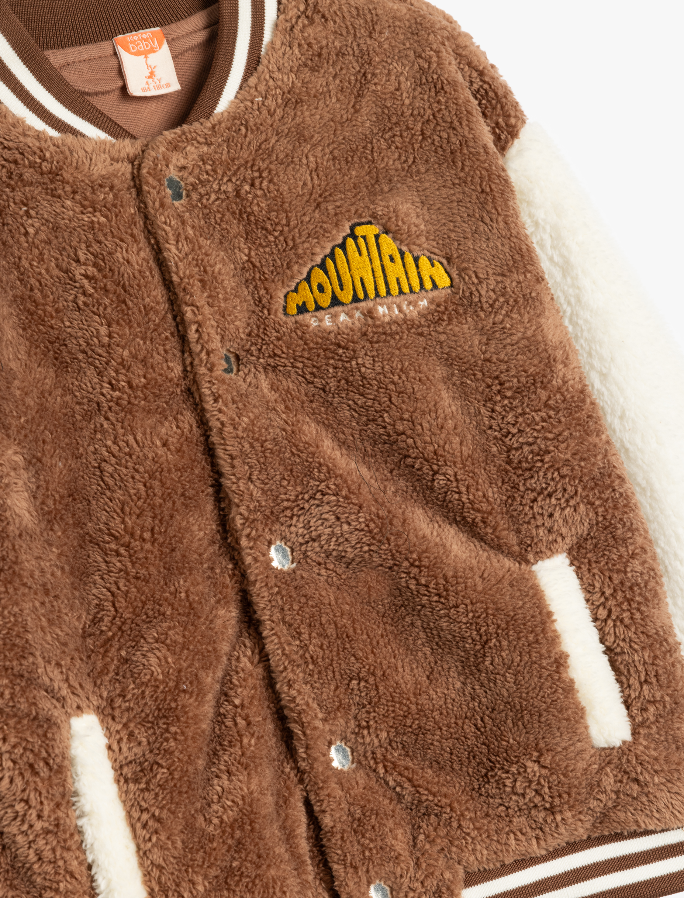 Erkek Bebek Uzun Kollu Pamuk Astarlı Yuvarlak Yaka Peluş Kolej Mont