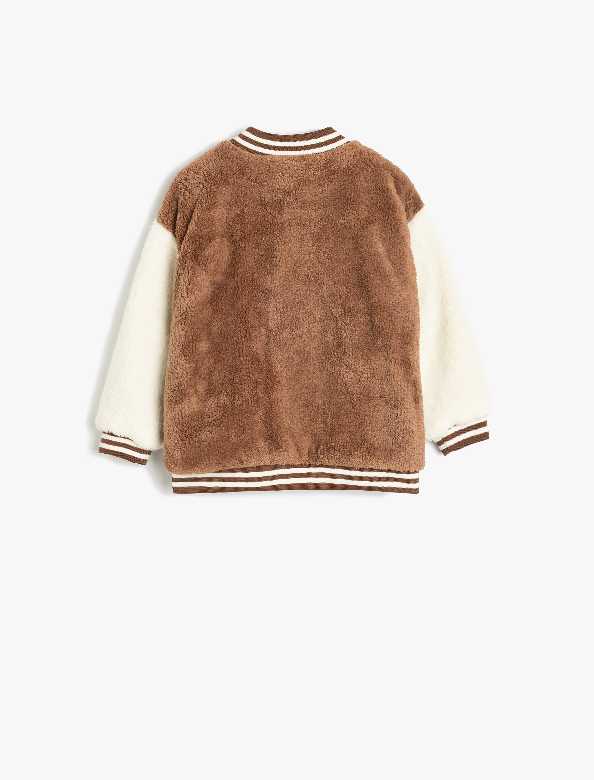 Erkek Bebek Uzun Kollu Pamuk Astarlı Yuvarlak Yaka Peluş Kolej Mont