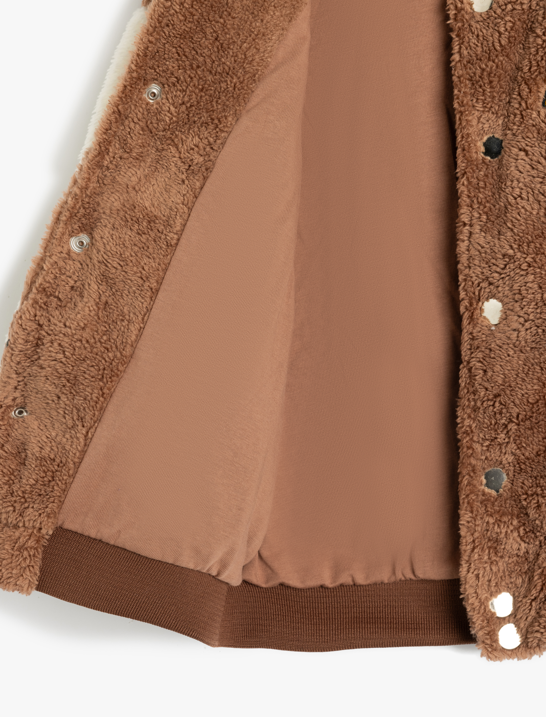 Erkek Bebek Uzun Kollu Pamuk Astarlı Yuvarlak Yaka Peluş Kolej Mont