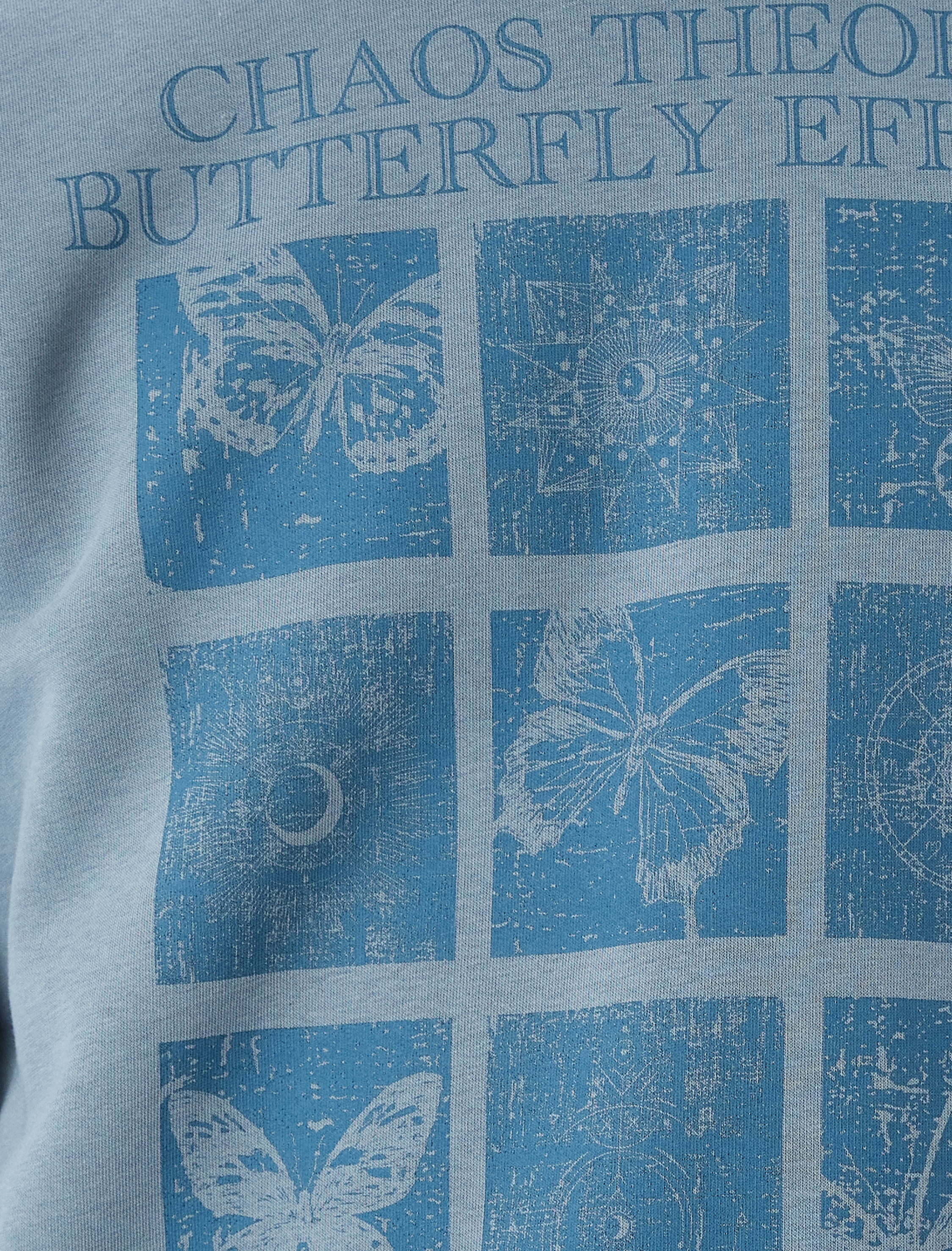   Bisiklet Yaka Pamuk Karışımlı Şardonlu Kelebek Baskılı Sweatshirt