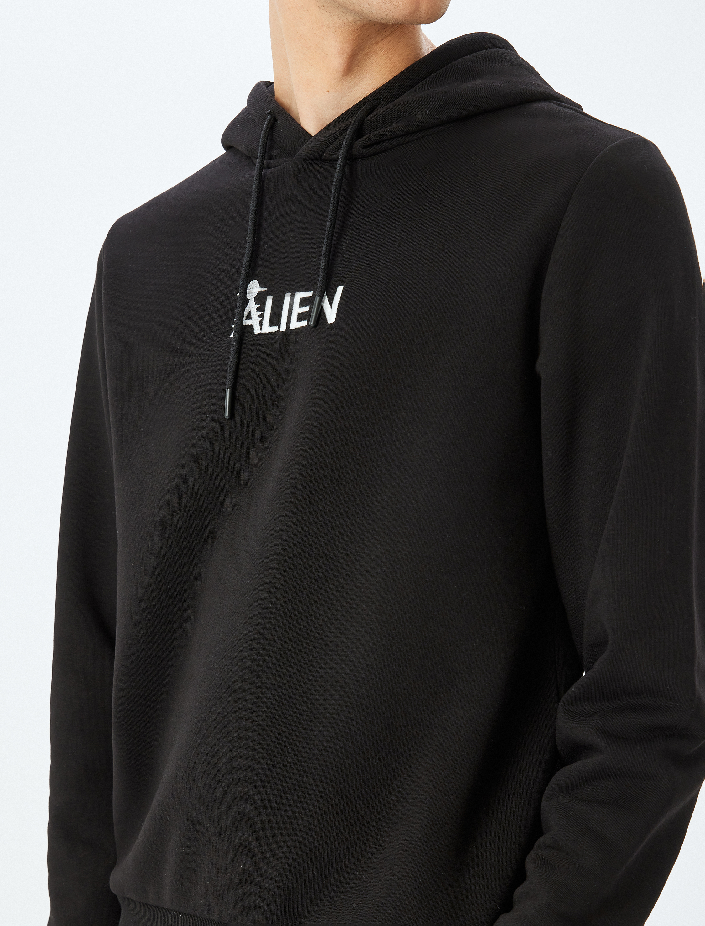   Şardonlu Pamuk Karışımlı Kapşonlu Slogan Baskılı Sweatshirt