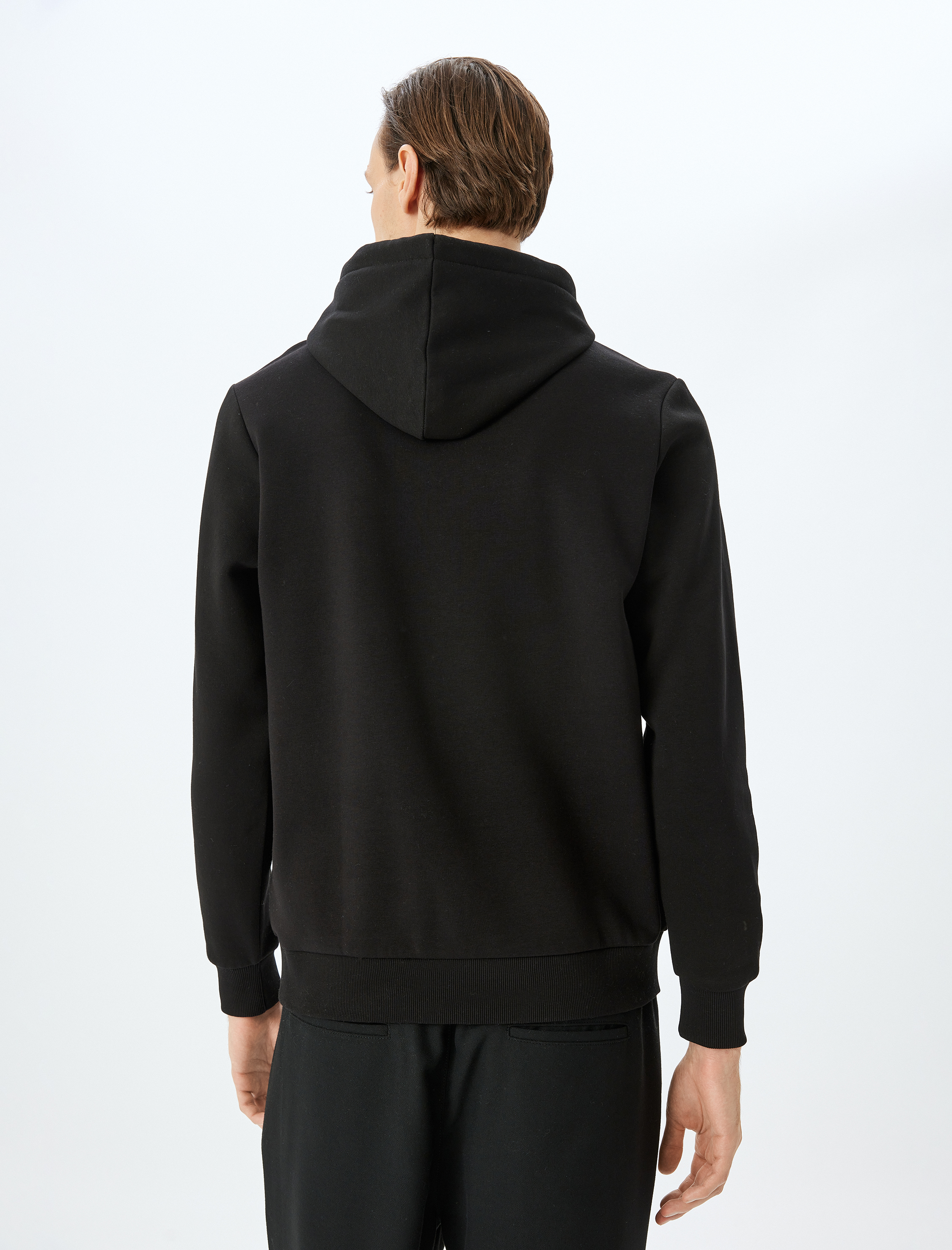   Slogan Baskılı Pamuklu Şardonlu Kapşonlu Sweatshirt