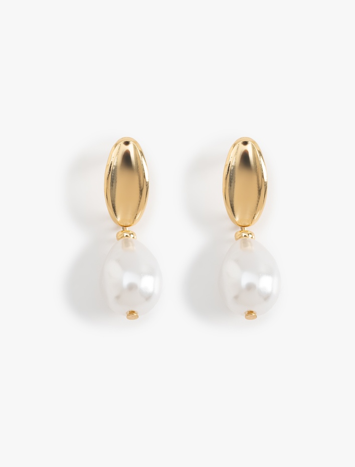 Kadın Oval Sallantılı İnci Küpe