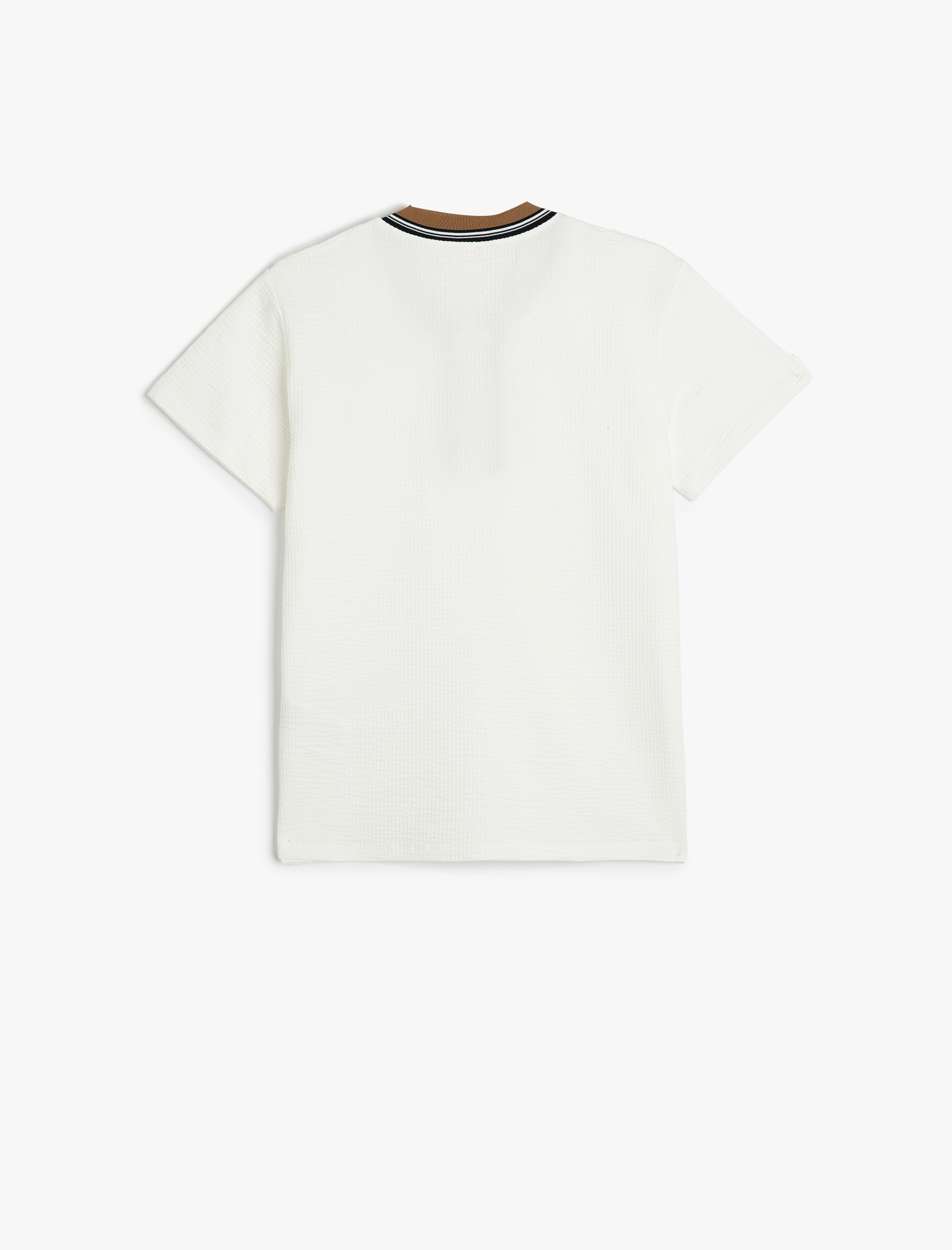  Erkek Çocuk Tişört Bisiklet Yaka Yarım Fermuarlı Kısa Kollu Şerit Detaylı Pamuklu