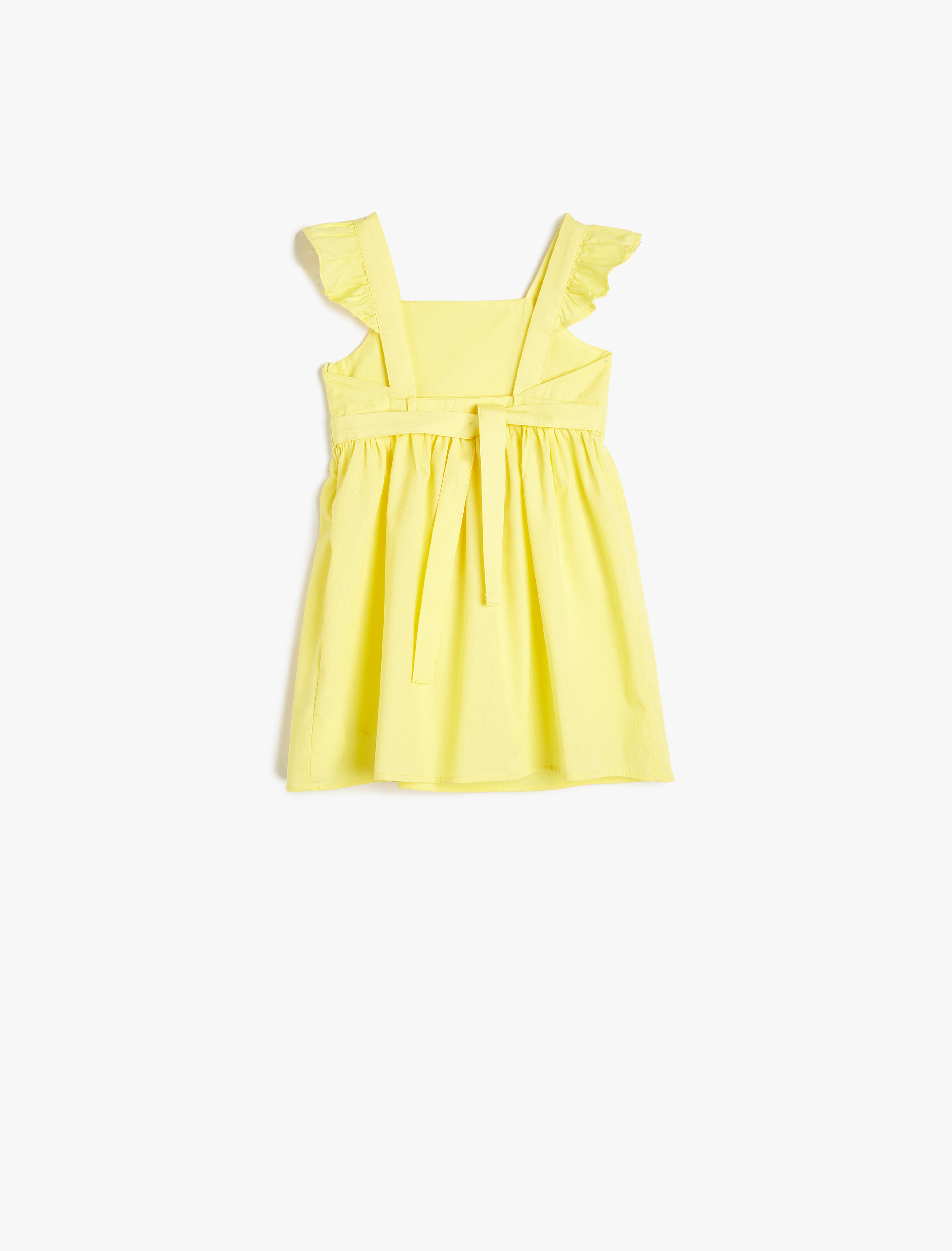  Kız Bebek Elbise Kelebek Kollu Beli Bağcıklı Pamuklu