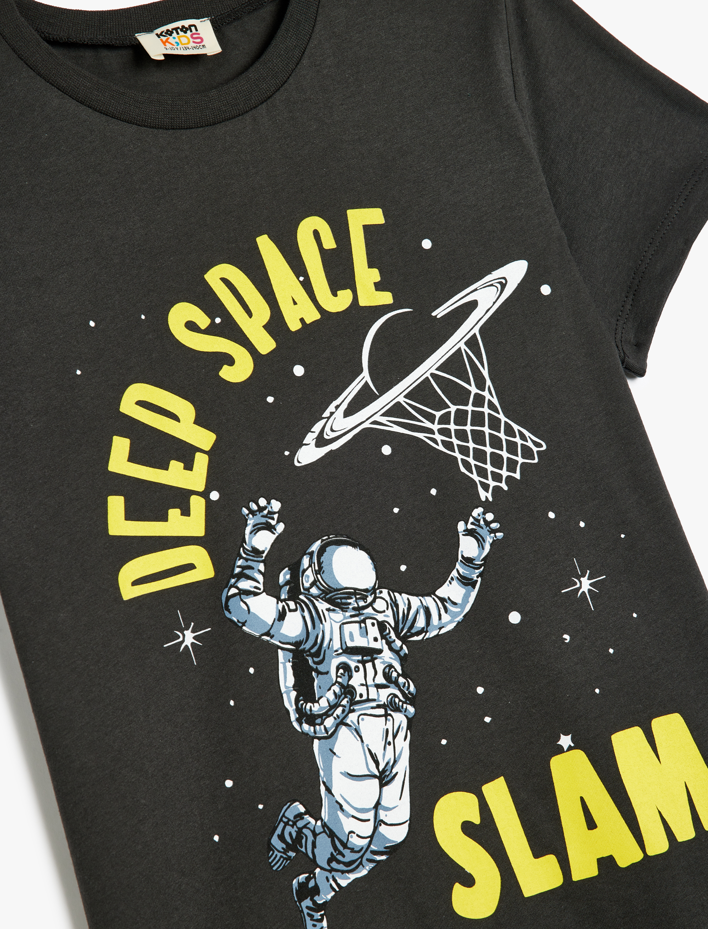  Erkek Çocuk Kısa Kollu Tişört Uzay Baskı Detaylı Bisiklet Yaka Pamuklu