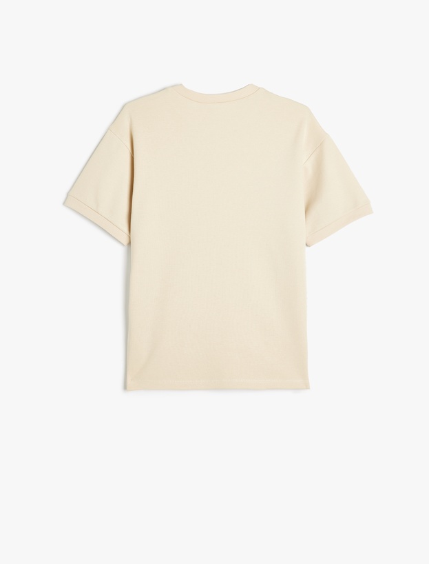 Oversize Basic Tişört Kısa Kollu Bisiklet Yaka Pamuklu_1