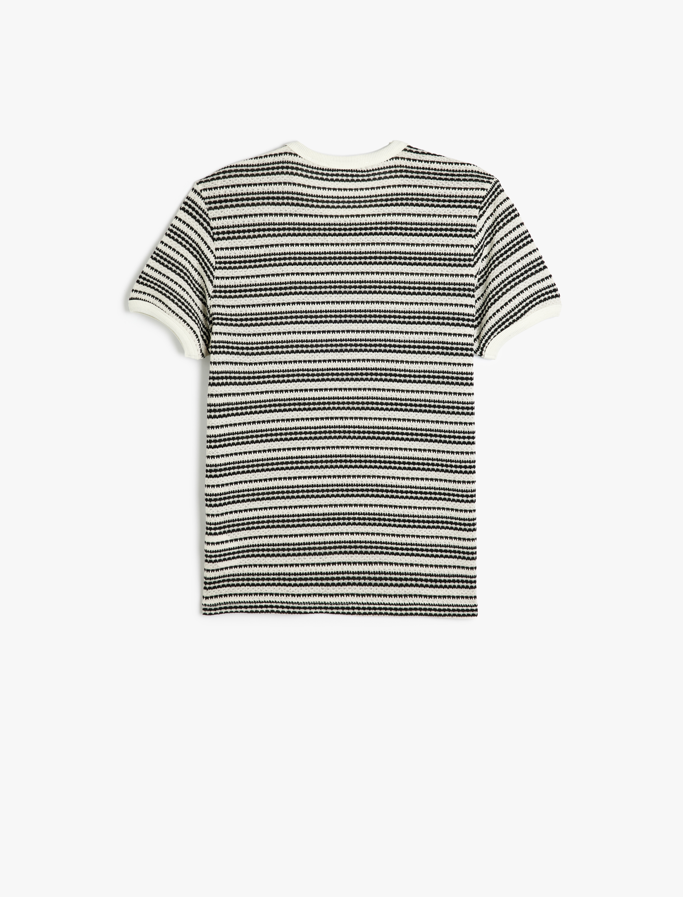  Bisiklet Yaka Kısa Kollu Regular Fit Pamuk Karışımlı Biyeli Çizgili Tişört