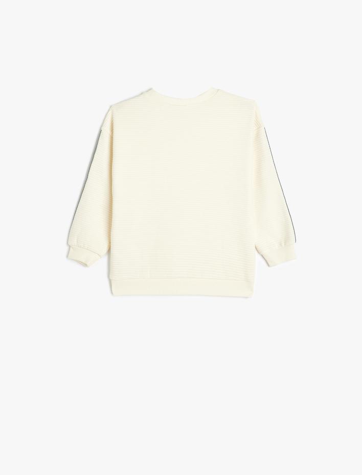 Erkek Bebek Sweatshirt Bisiklet Yaka Uzun Kollu Şerit Detaylı Pamuklu