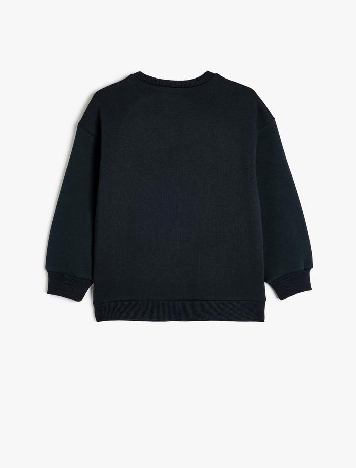 Kız Çocuk Slogan Baskılı Uzun Kollu Pamuklu Şardonlu Sweatshirt