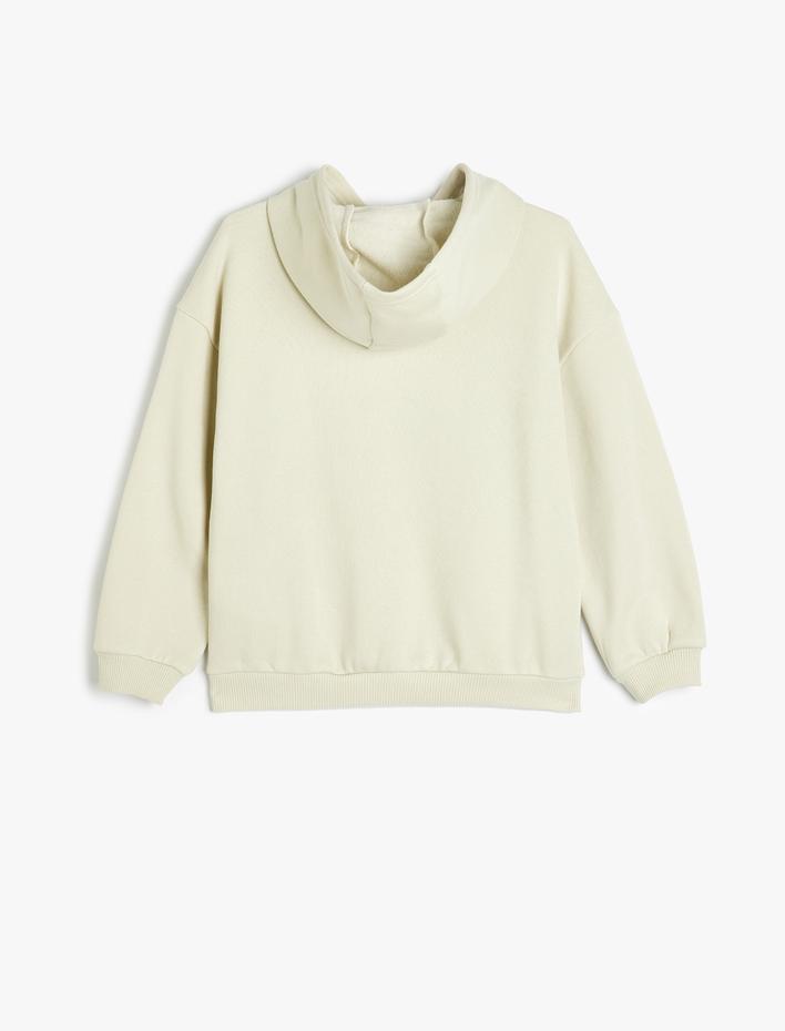 Kız Çocuk Kapşonlu Sweatshirt Kanguru Cepli Uzun Kollu Köpek Baskılı Şardonlu