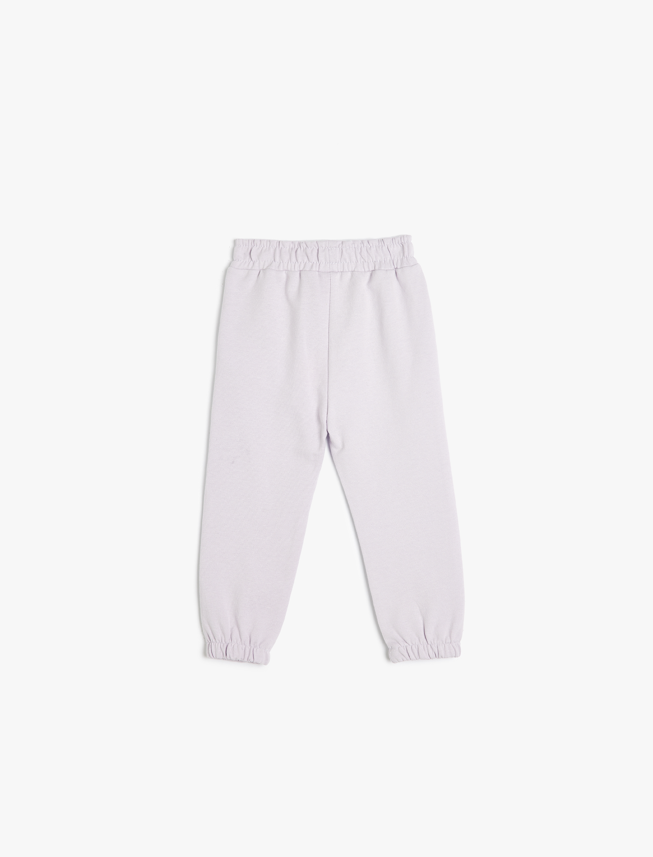  Kız Bebek Baskı Detaylı Beli Lastikli Şardonlu Pamuklu Jogger Eşofman Altı