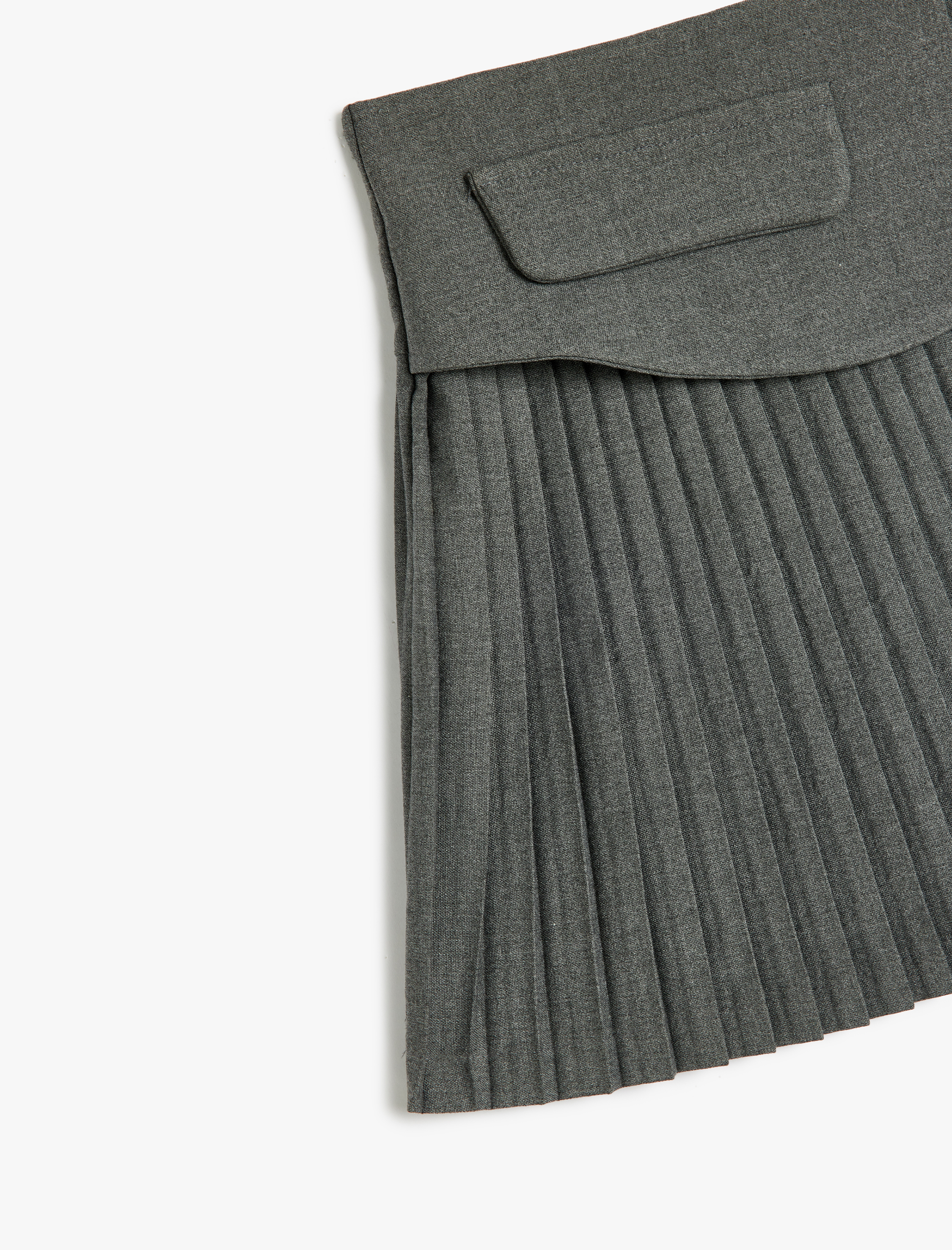  Kız Çocuk Pileli Etek Kapaklı Tek Cepli