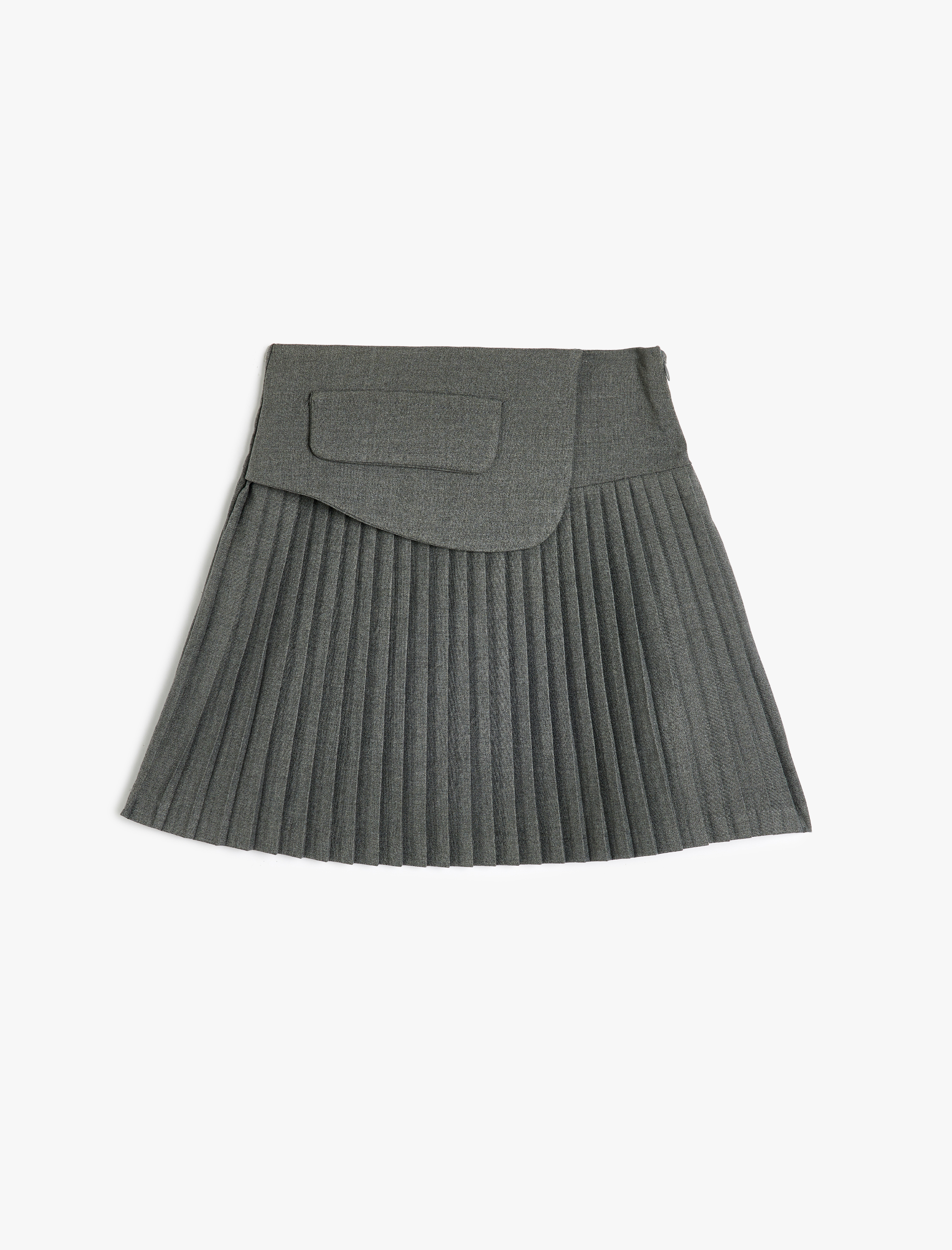  Kız Çocuk Pileli Etek Kapaklı Tek Cepli