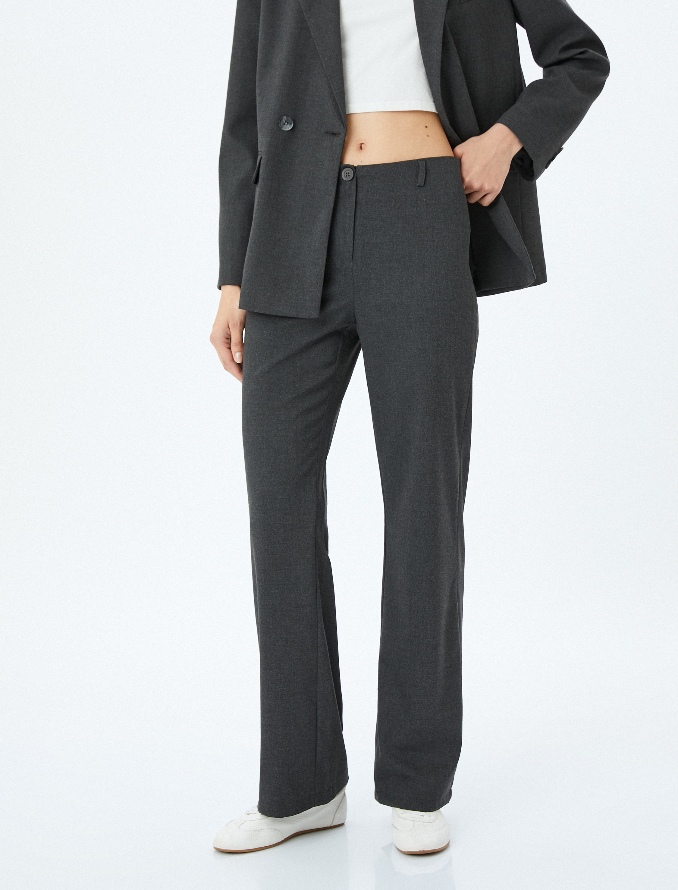   Ekstra Uzun Düz Paça Kumaş Pantolon