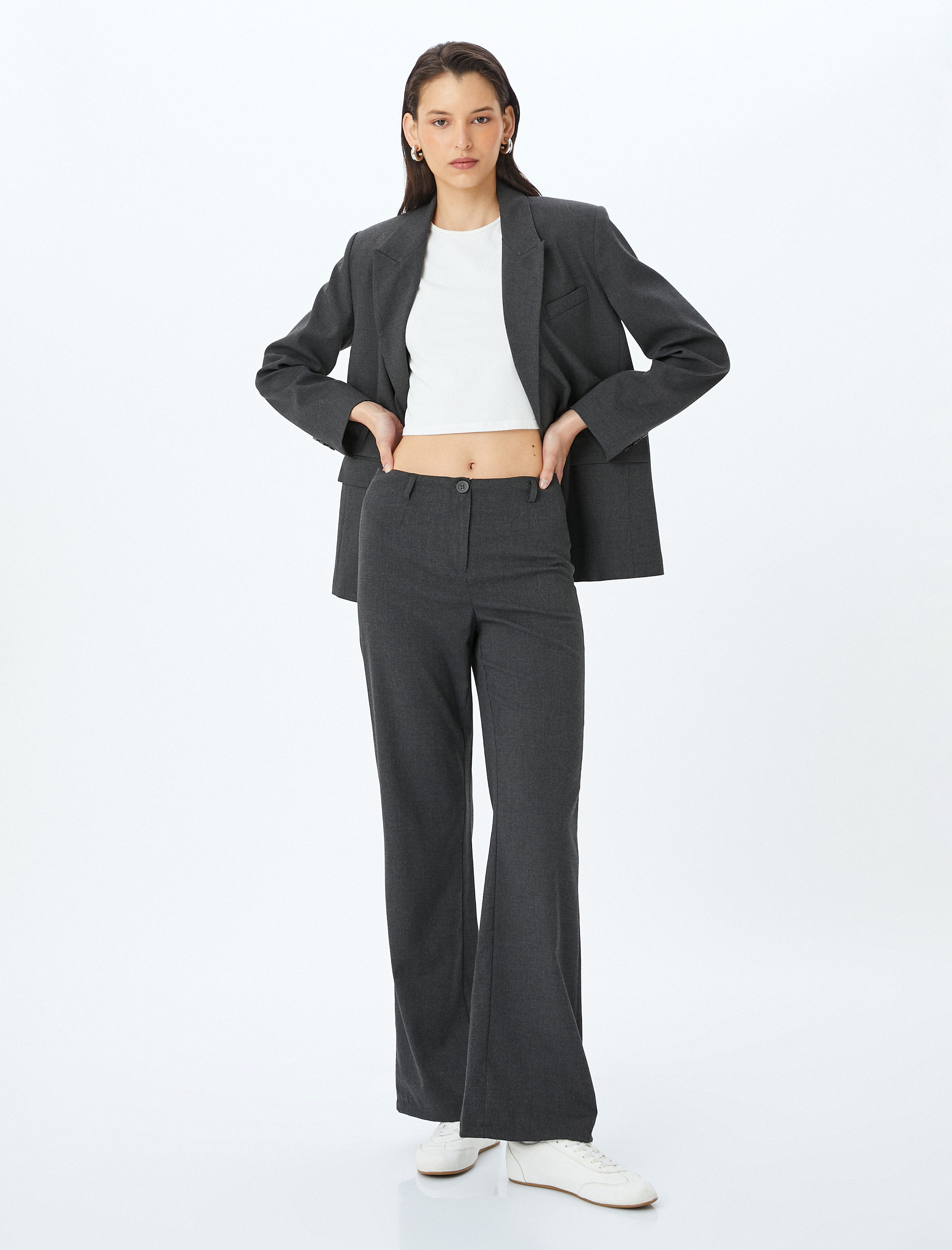   Ekstra Uzun Düz Paça Kumaş Pantolon