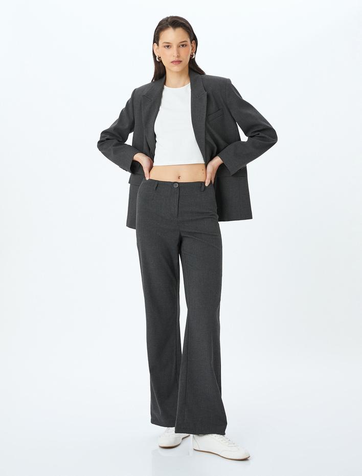  Ekstra Uzun Düz Paça Kumaş Pantolon