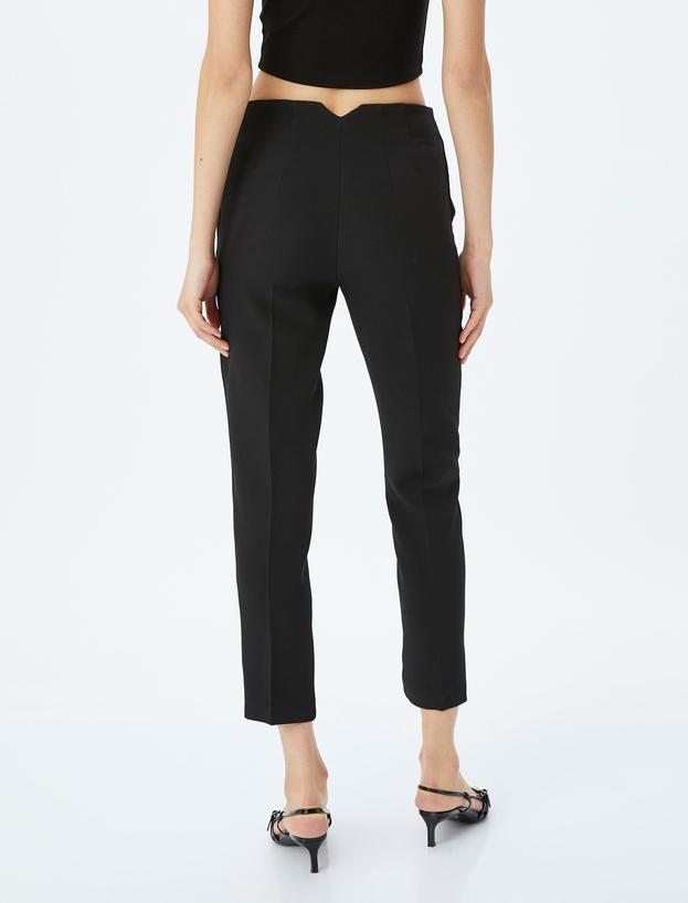 Slim Fit Yüksek Bel Cepli Cigarette Kumaş Pantolon_3