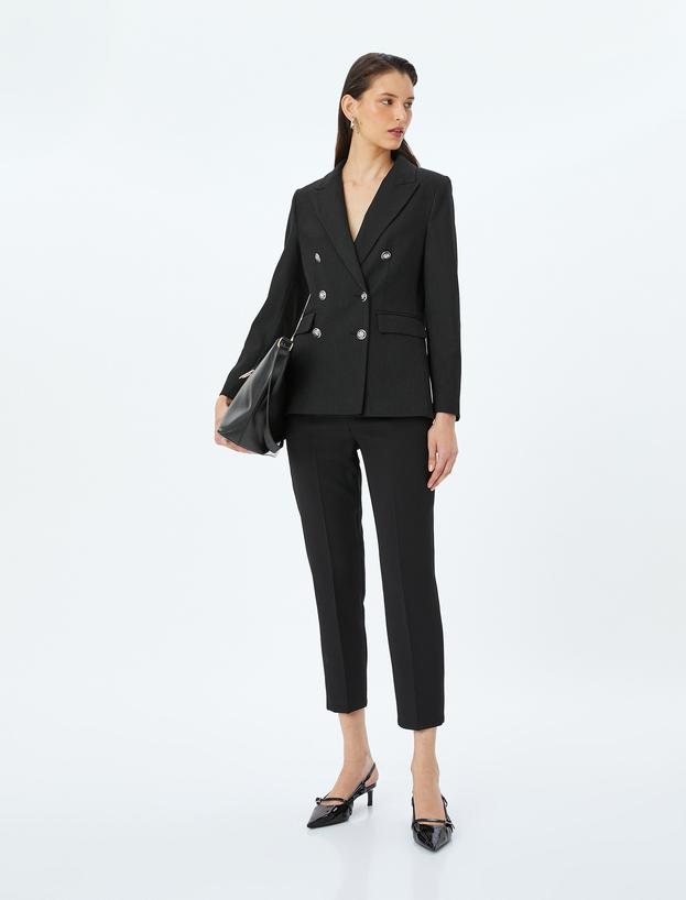 Slim Fit Yüksek Bel Cepli Cigarette Kumaş Pantolon_0