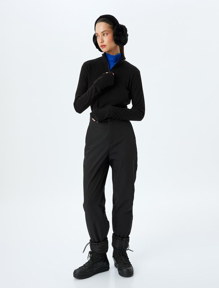  Yarım Fermuarlı Uzun Kollu Dik Yaka Slim Fit Polar Sweatshirt