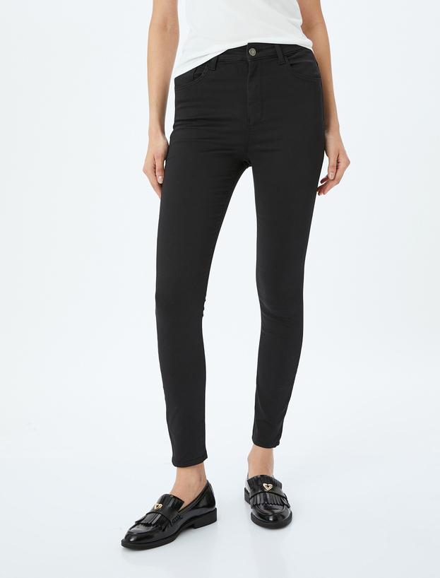 Yüksek Bel Skinny Fit Dar Paça Düğmeli Kot Pantolon - Skinny Fit Jean_2