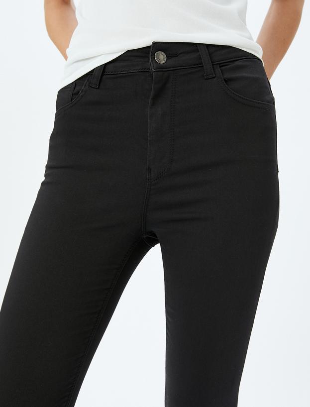 Yüksek Bel Skinny Fit Dar Paça Düğmeli Kot Pantolon - Skinny Fit Jean_4