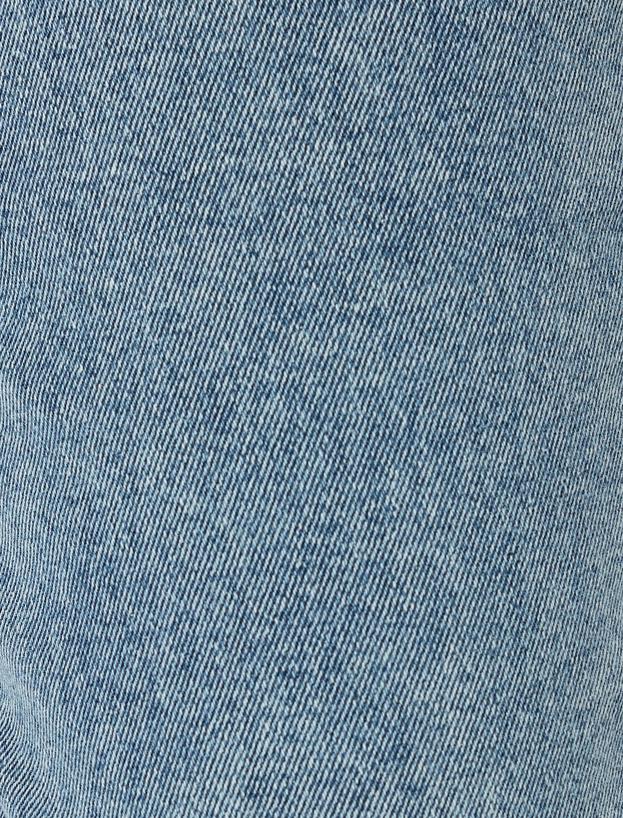 Düz Paça Normal Bel Düğmeli Cep Detaylı Kot Pantolon - Straight Fit Jean_5