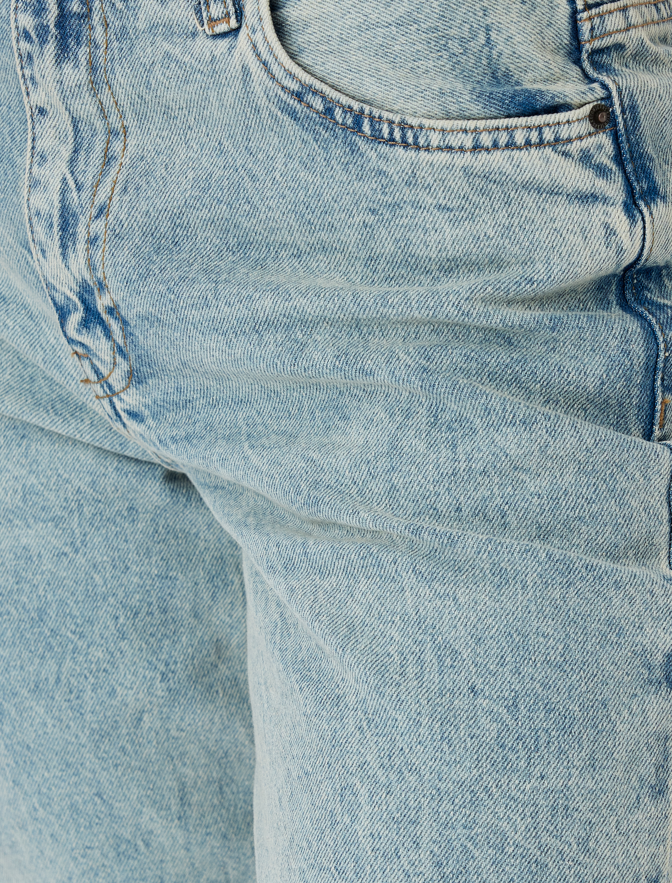 Geniş Paça Kemer Detaylı Cepli Normal Bel Kot Pantolon - Wide Leg Jean