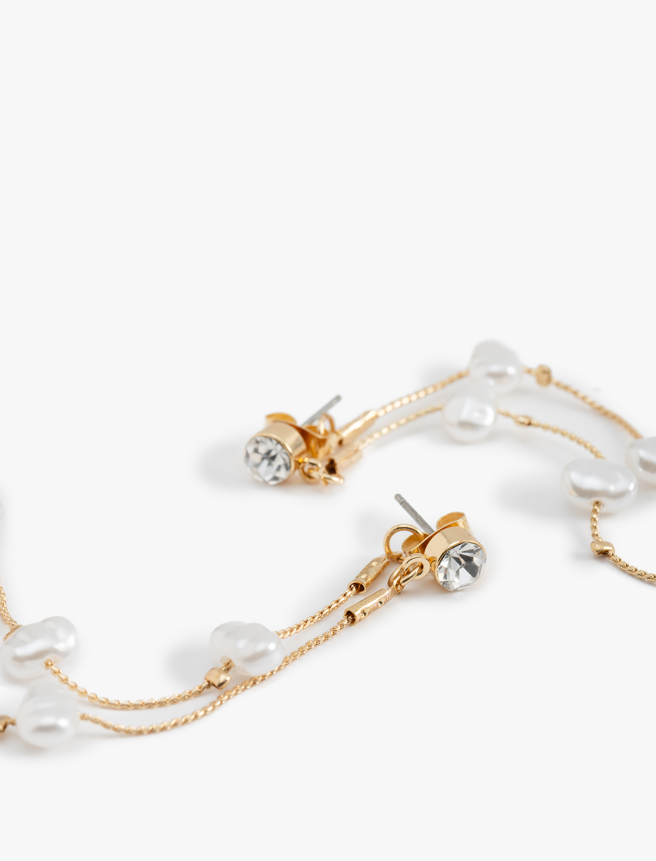  Kadın İnci Sallantılı Zincir Küpe