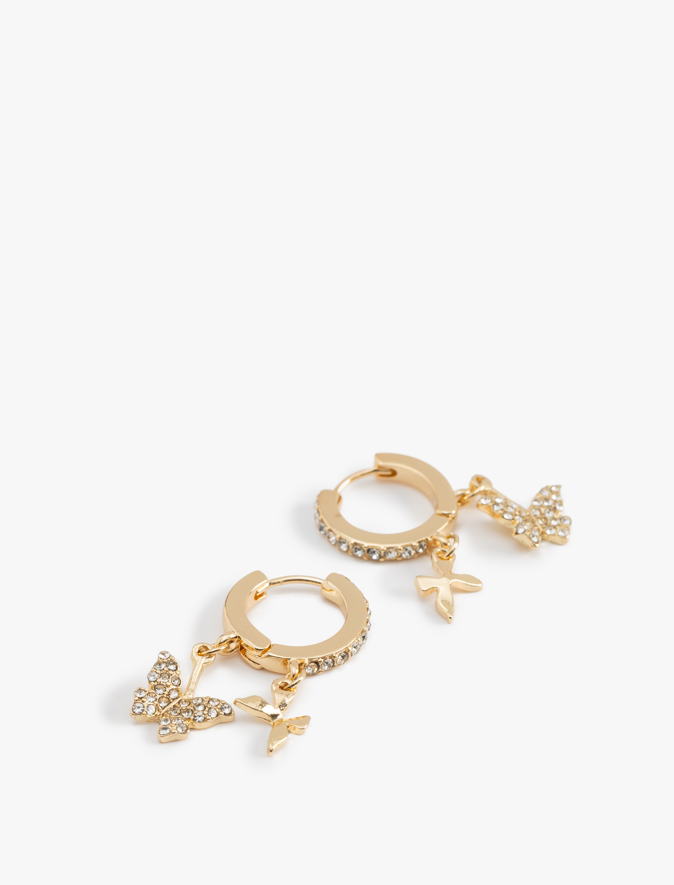  Kadın Taşlı Kelebekli Halka Küpe