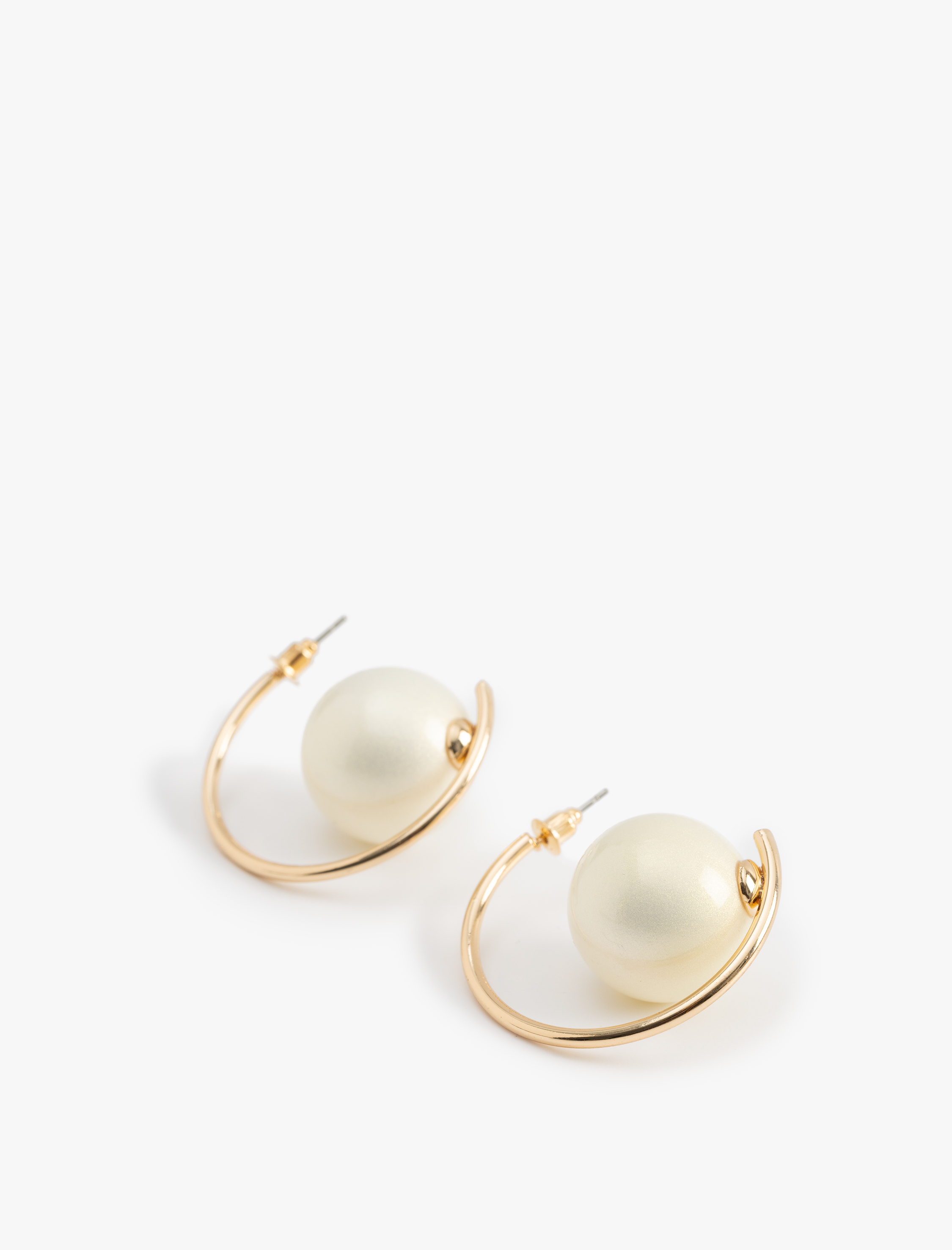  Kadın İncili Büyük Boy Halka Küpe