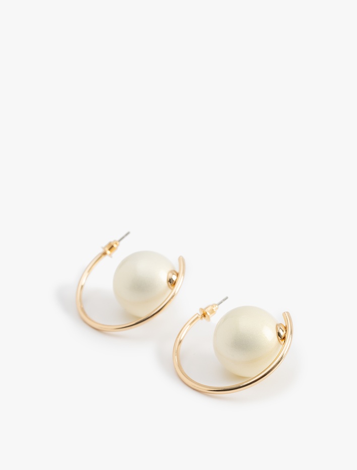 Kadın İncili Büyük Boy Halka Küpe