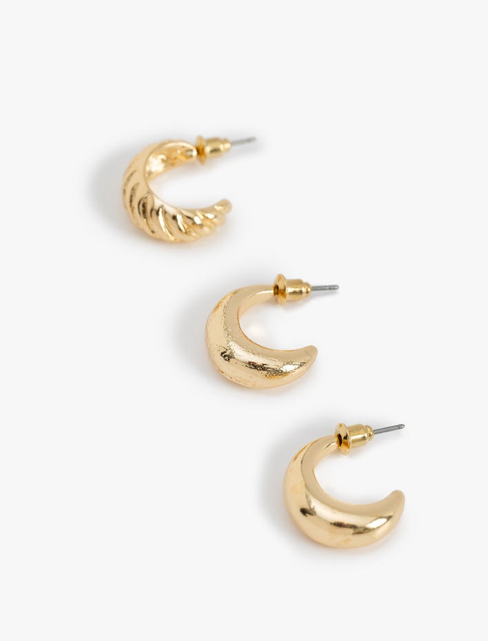 Kadın 3'lü Kalın Halka Küpe Seti