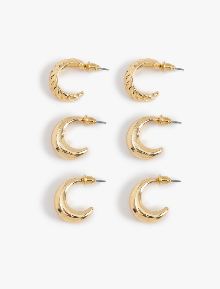 Kadın 3'lü Kalın Halka Küpe Seti