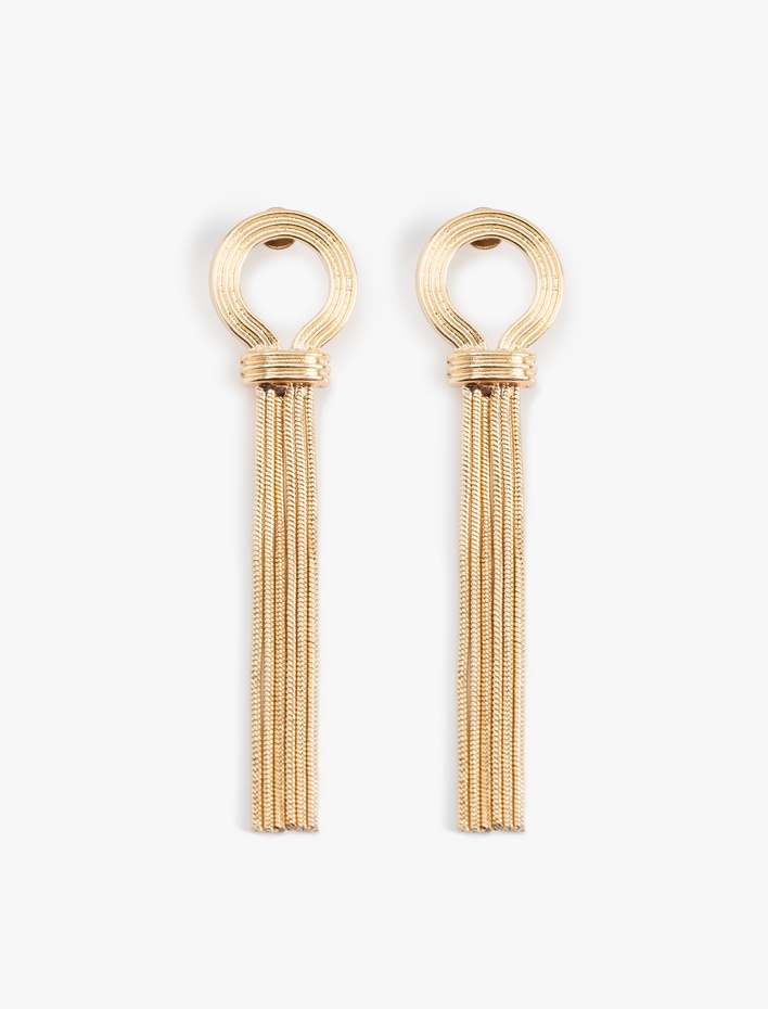 Kadın Çelik Uzun Zincir Küpe