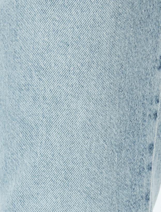 Yüksek Bel İspanyol Paça Skinny Fit Düğmeli Yırtmaç Detaylı Kot Pantolon - Slim Flare Jean_5