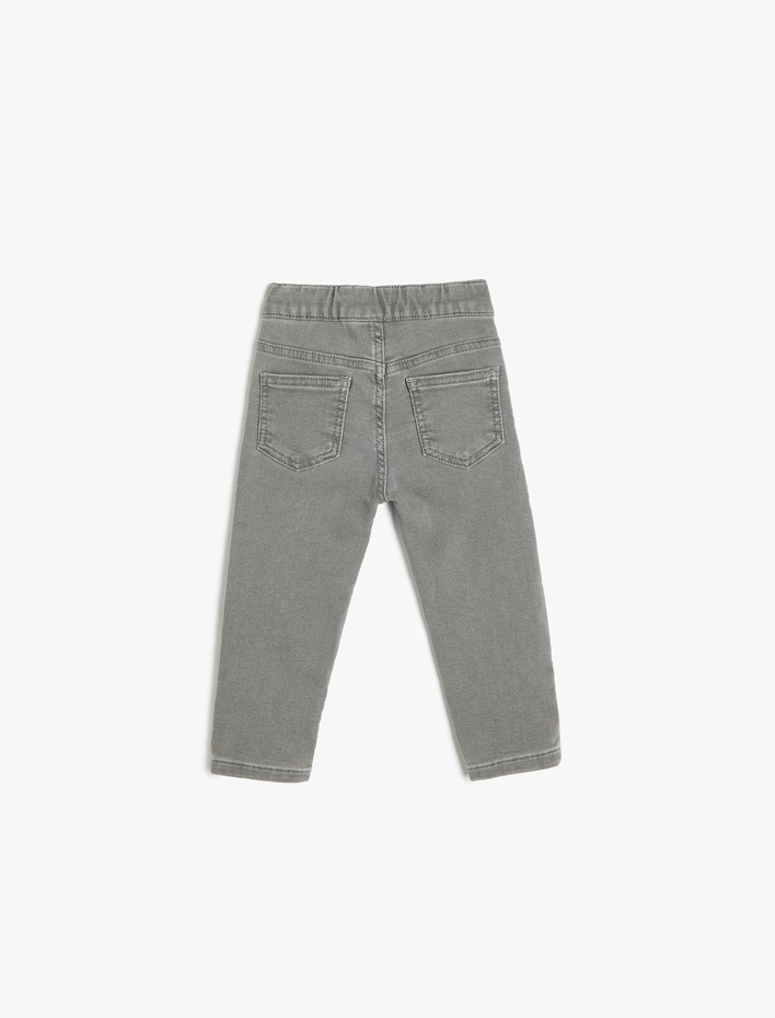 Erkek Bebek Kot Pantolon Cepli Beli Lastikli Havuç Kesim