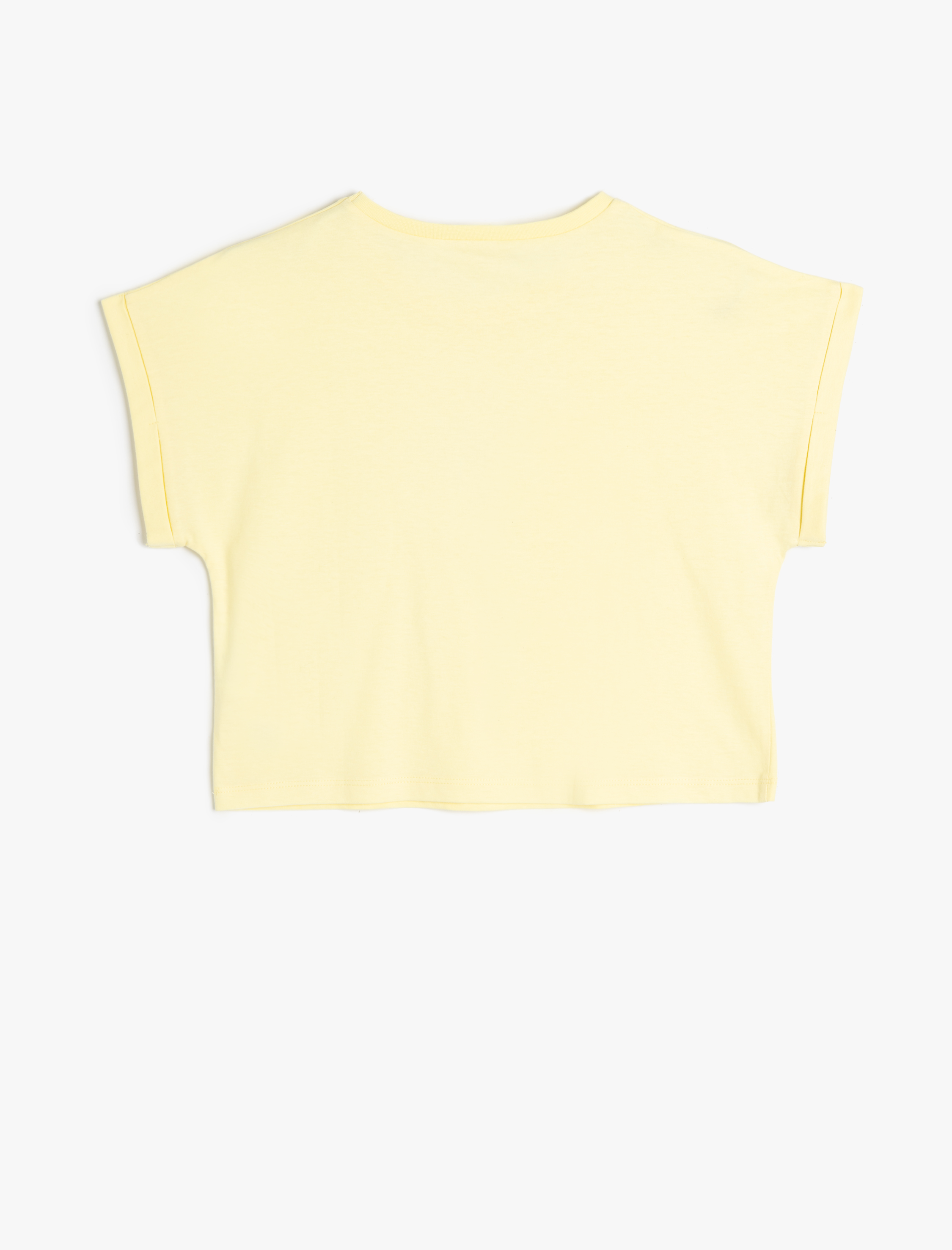  Kız Çocuk Tişört Kısa Kollu Bisiklet Yaka Kelebek İşlemeli Pamuklu