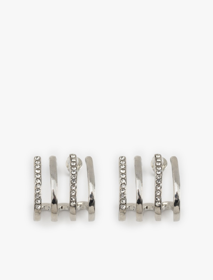 Kadın Taş Detaylı Dört Sıra Halka Küpe