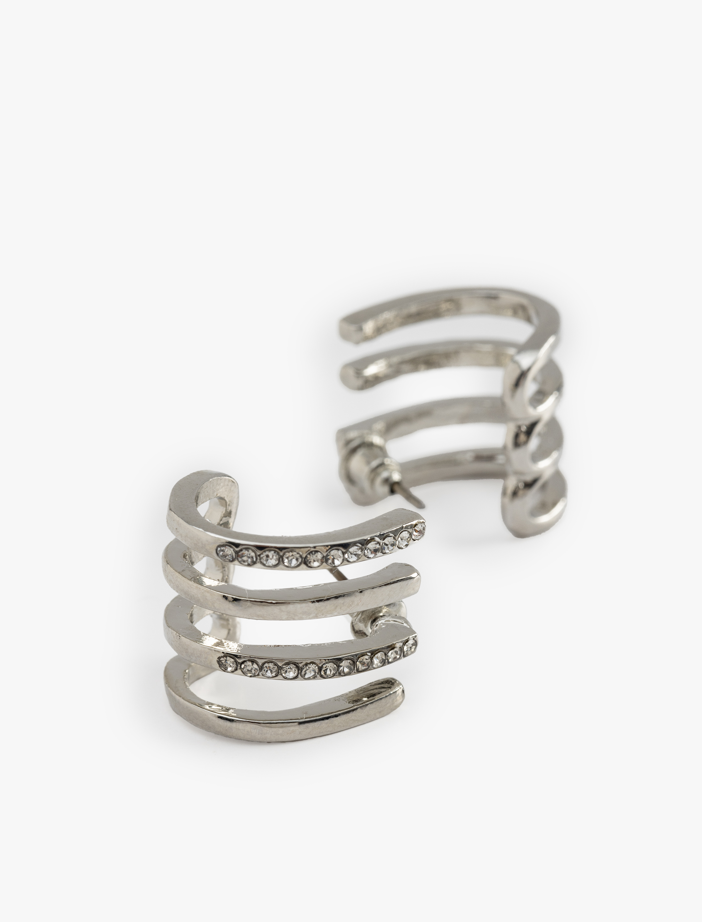  Kadın Taş Detaylı Dört Sıra Halka Küpe