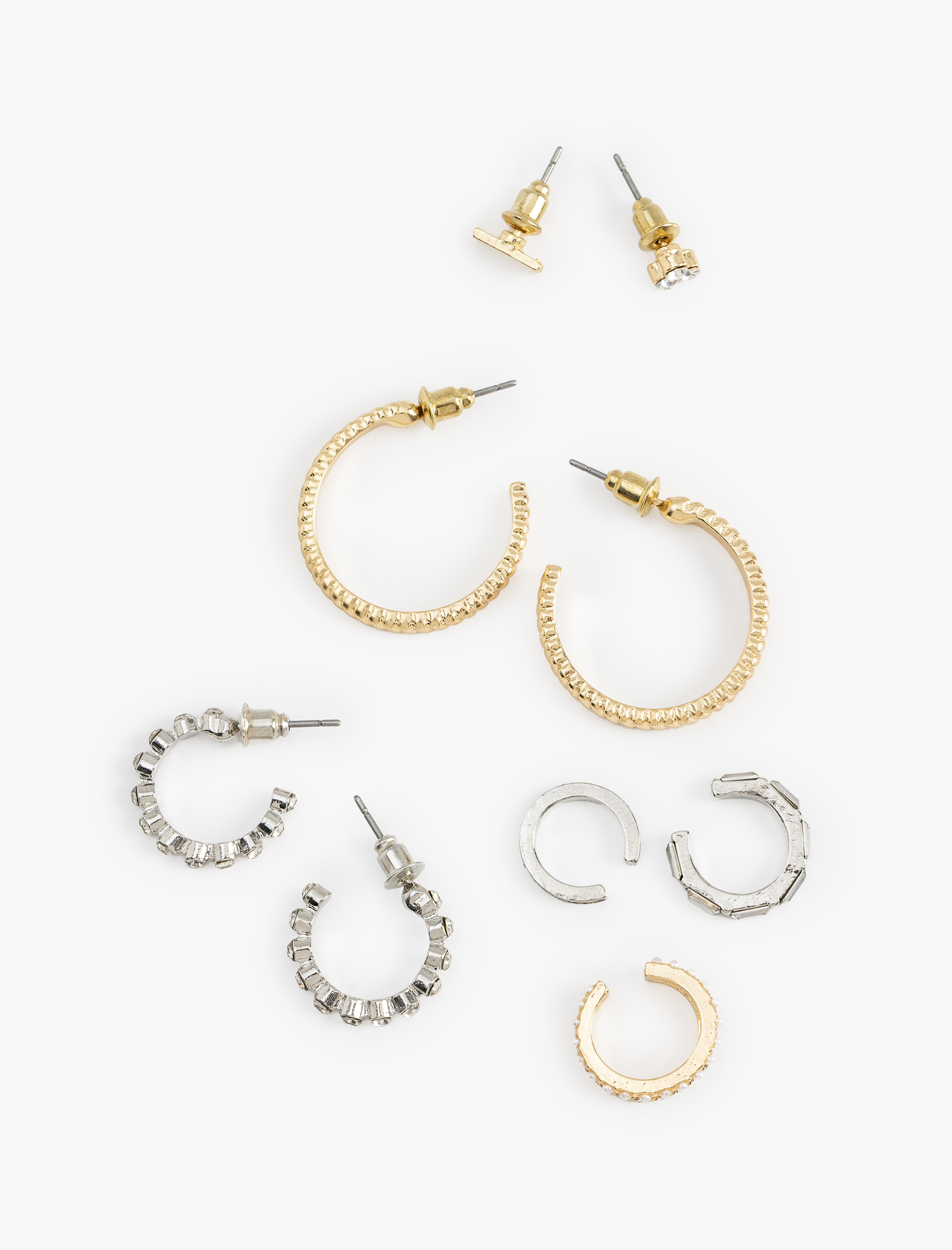  Kadın Taş Detaylı 7'li Küpe Seti